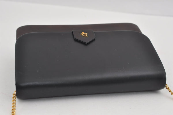 Authentic Christian Dior Chain Shoulder Cross Body Bag Purse Leather Black 1024I