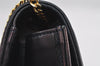 Authentic Christian Dior Chain Shoulder Cross Body Bag Purse Leather Black 1024I