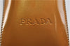 Authentic PRADA Enamel Plastic Shoulder Hand Bag Brown Yellow 1025D