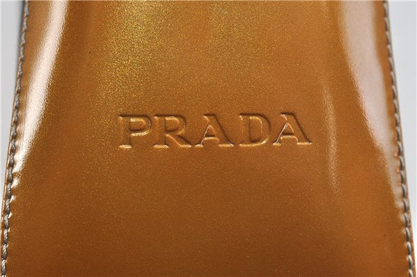 Authentic PRADA Enamel Plastic Shoulder Hand Bag Brown Yellow 1025D