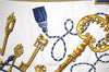 Authentic HERMES Carre 90 Scarf "LES CLES" Silk Navy 1025G