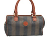Authentic FENDI Pequin 2Way Hand Bag Purse PVC Leather Brown Black 1025I