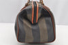 Authentic FENDI Pequin 2Way Hand Bag Purse PVC Leather Brown Black 1025I