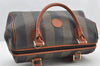 Authentic FENDI Pequin 2Way Hand Bag Purse PVC Leather Brown Black 1025I