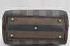 Authentic FENDI Pequin 2Way Hand Bag Purse PVC Leather Brown Black 1025I