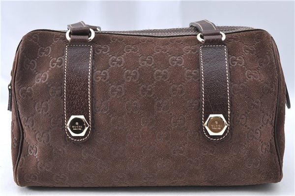 Authentic GUCCI Shoulder Hand Bag Purse GG Suede Leather 152457 Brown 1026C