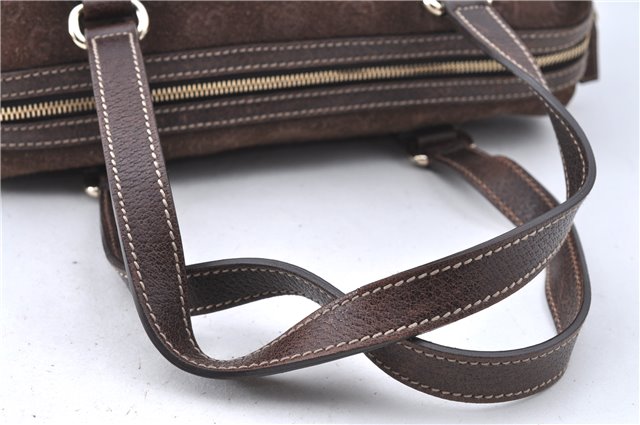 Authentic GUCCI Shoulder Hand Bag Purse GG Suede Leather 152457 Brown 1026C