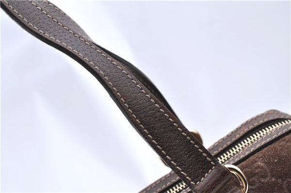 Authentic GUCCI Shoulder Hand Bag Purse GG Suede Leather 152457 Brown 1026C