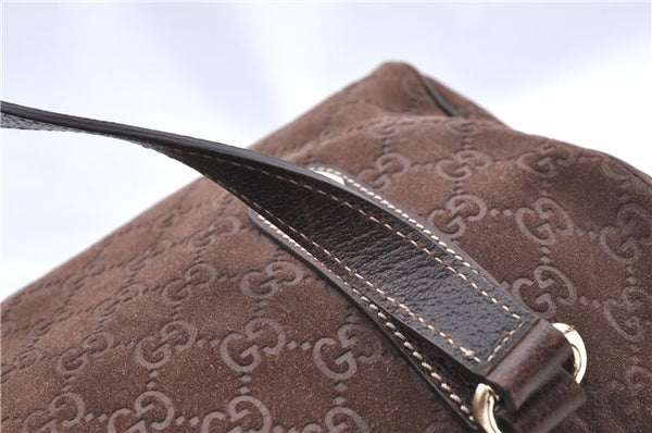 Authentic GUCCI Shoulder Hand Bag Purse GG Suede Leather 152457 Brown 1026C
