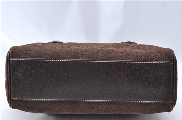 Authentic GUCCI Shoulder Hand Bag Purse GG Suede Leather 152457 Brown 1026C
