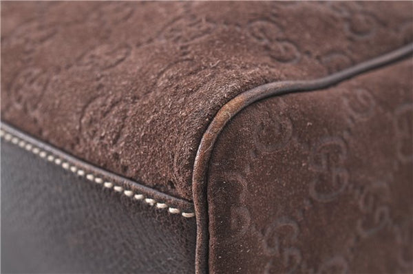 Authentic GUCCI Shoulder Hand Bag Purse GG Suede Leather 152457 Brown 1026C