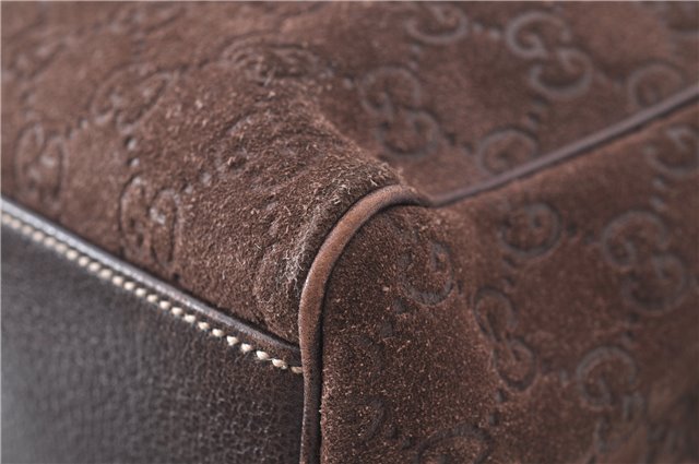 Authentic GUCCI Shoulder Hand Bag Purse GG Suede Leather 152457 Brown 1026C