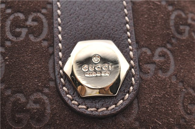 Authentic GUCCI Shoulder Hand Bag Purse GG Suede Leather 152457 Brown 1026C