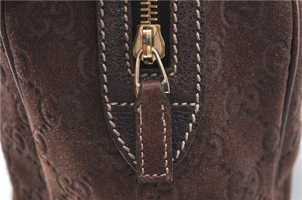 Authentic GUCCI Shoulder Hand Bag Purse GG Suede Leather 152457 Brown 1026C