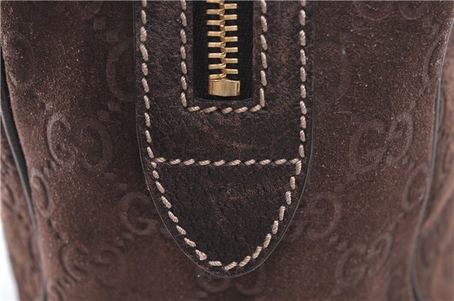 Authentic GUCCI Shoulder Hand Bag Purse GG Suede Leather 152457 Brown 1026C