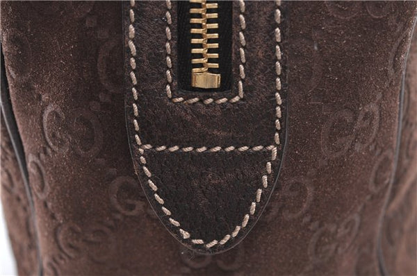 Authentic GUCCI Shoulder Hand Bag Purse GG Suede Leather 152457 Brown 1026C