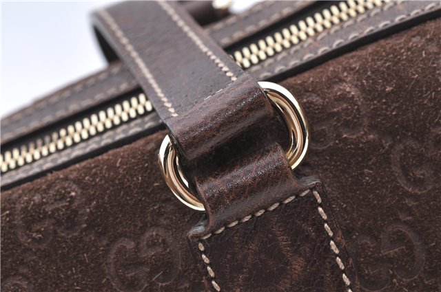 Authentic GUCCI Shoulder Hand Bag Purse GG Suede Leather 152457 Brown 1026C