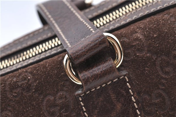 Authentic GUCCI Shoulder Hand Bag Purse GG Suede Leather 152457 Brown 1026C