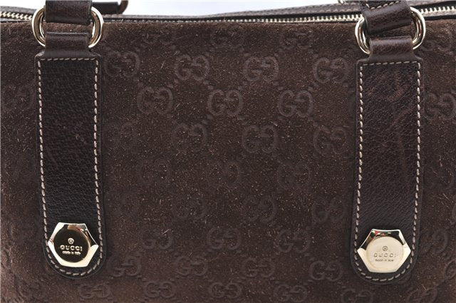 Authentic GUCCI Shoulder Hand Bag Purse GG Suede Leather 152457 Brown 1026C