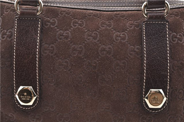 Authentic GUCCI Shoulder Hand Bag Purse GG Suede Leather 152457 Brown 1026C