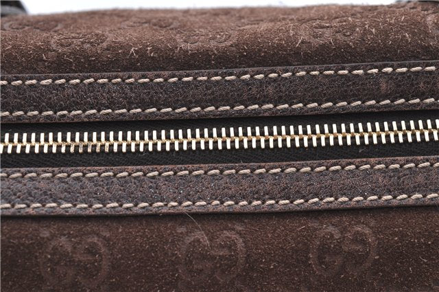 Authentic GUCCI Shoulder Hand Bag Purse GG Suede Leather 152457 Brown 1026C