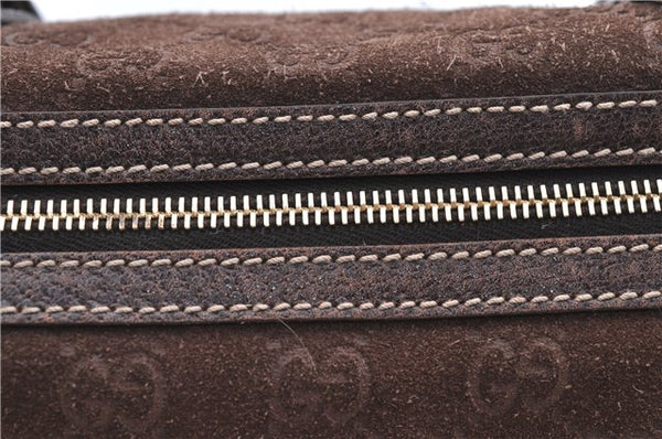 Authentic GUCCI Shoulder Hand Bag Purse GG Suede Leather 152457 Brown 1026C