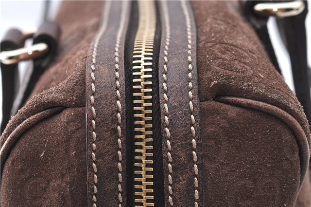 Authentic GUCCI Shoulder Hand Bag Purse GG Suede Leather 152457 Brown 1026C