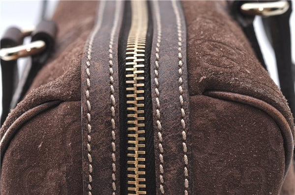 Authentic GUCCI Shoulder Hand Bag Purse GG Suede Leather 152457 Brown 1026C