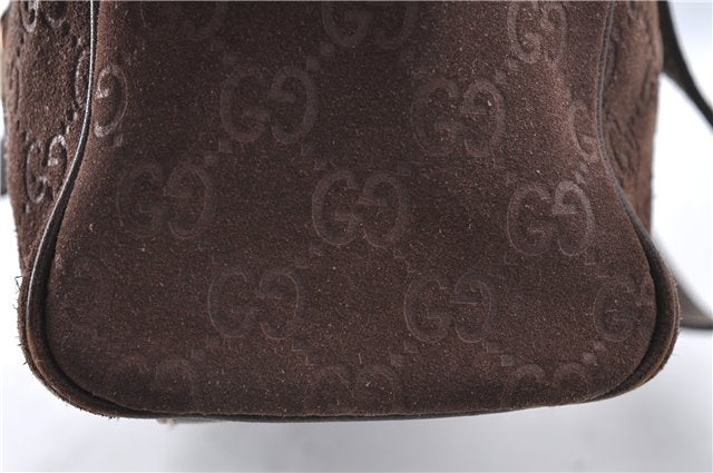 Authentic GUCCI Shoulder Hand Bag Purse GG Suede Leather 152457 Brown 1026C