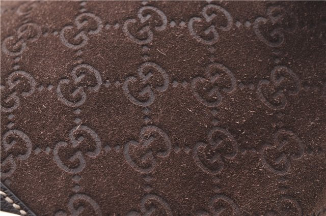 Authentic GUCCI Shoulder Hand Bag Purse GG Suede Leather 152457 Brown 1026C