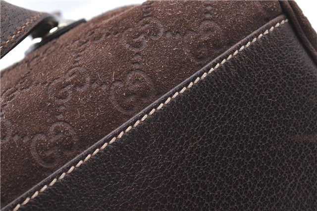 Authentic GUCCI Shoulder Hand Bag Purse GG Suede Leather 152457 Brown 1026C