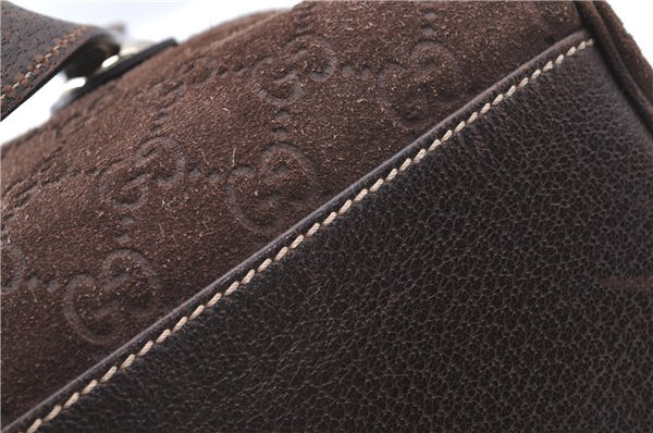 Authentic GUCCI Shoulder Hand Bag Purse GG Suede Leather 152457 Brown 1026C