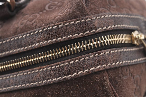 Authentic GUCCI Shoulder Hand Bag Purse GG Suede Leather 152457 Brown 1026C