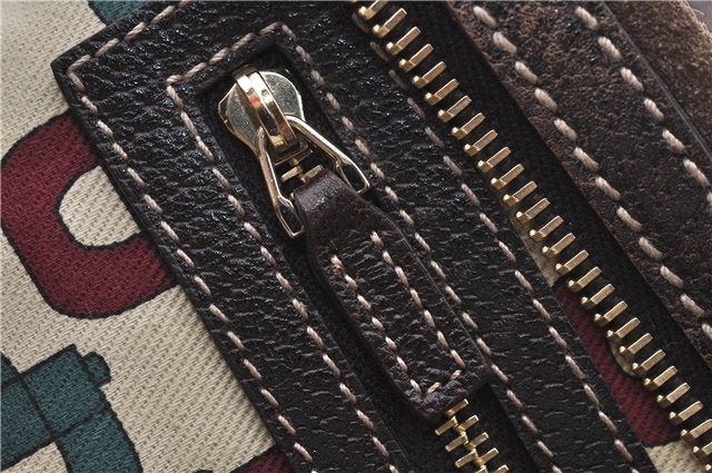 Authentic GUCCI Shoulder Hand Bag Purse GG Suede Leather 152457 Brown 1026C