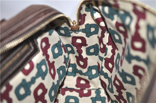 Authentic GUCCI Shoulder Hand Bag Purse GG Suede Leather 152457 Brown 1026C