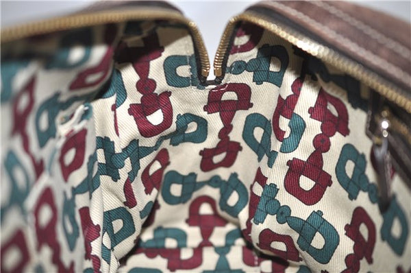 Authentic GUCCI Shoulder Hand Bag Purse GG Suede Leather 152457 Brown 1026C