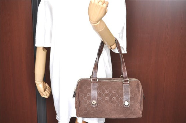Authentic GUCCI Shoulder Hand Bag Purse GG Suede Leather 152457 Brown 1026C