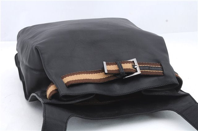 Authentic GUCCI Sherry Line Shoulder Bag GG PVC 0014307 Leather Black 1026D