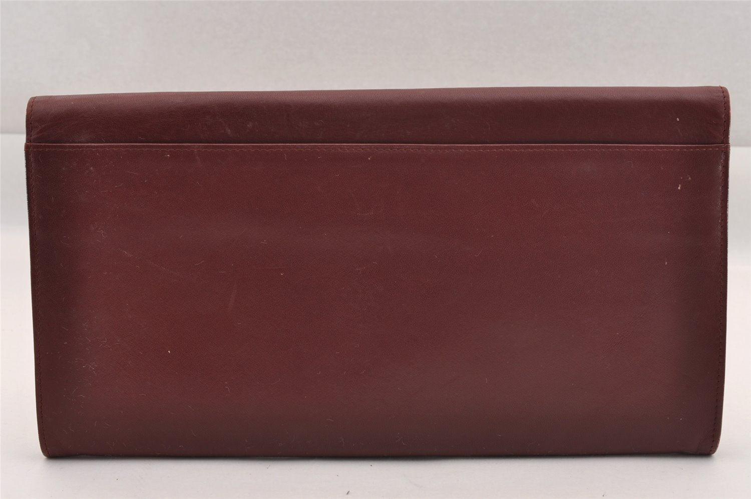 Authentic Cartier Must de Cartier Clutch Hand Bag Leather Bordeaux Red 1026I