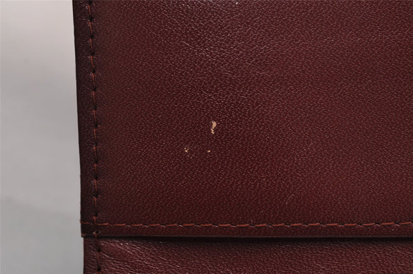 Authentic Cartier Must de Cartier Clutch Hand Bag Leather Bordeaux Red 1026I