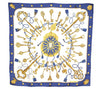 Authentic HERMES Carre 90 Scarf "LES CLES" Silk Navy 1027G