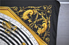 Authentic HERMES Carre 90 Scarf "DIES ET HORE" Silk Black 1029G