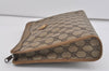 Authentic GUCCI Vintage Clutch Hand Bag Purse GG PVC Leather Brown 1029I