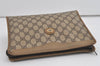 Authentic GUCCI Vintage Clutch Hand Bag Purse GG PVC Leather Brown 1029I