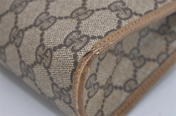 Authentic GUCCI Vintage Clutch Hand Bag Purse GG PVC Leather Brown 1029I