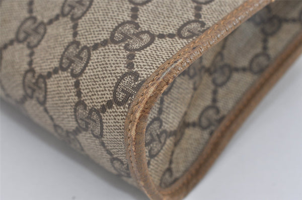 Authentic GUCCI Vintage Clutch Hand Bag Purse GG PVC Leather Brown 1029I