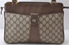 Authentic GUCCI Shoulder Hand Bag GG PVC Leather Brown 1030D