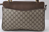 Authentic GUCCI Shoulder Hand Bag GG PVC Leather Brown 1030D