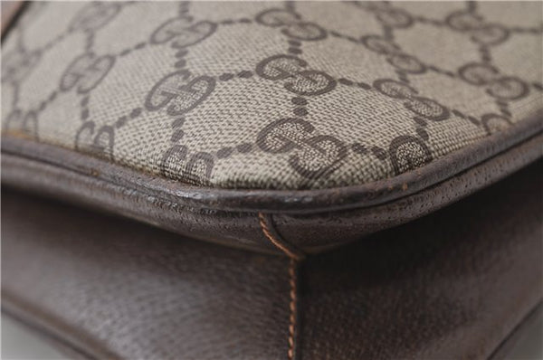 Authentic GUCCI Shoulder Hand Bag GG PVC Leather Brown 1030D