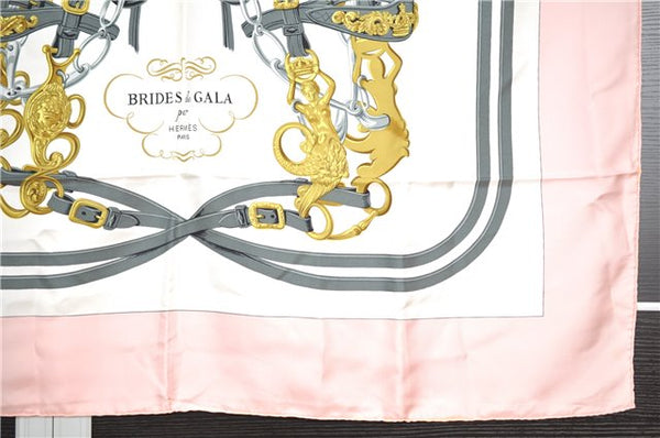 Authentic HERMES Carre 90 Scarf "BRIDES de GALA par" Silk Pink 1030G